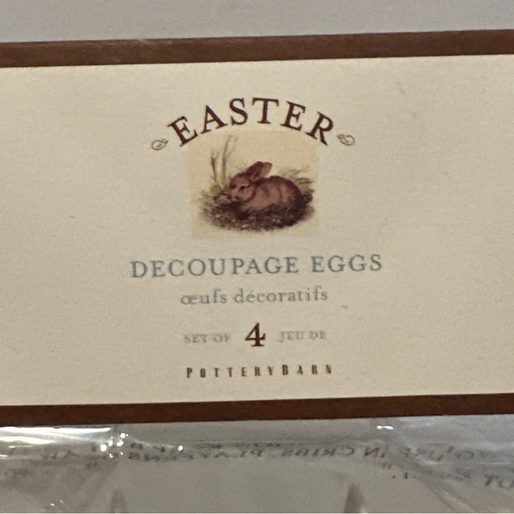 Pottery Barn  Decoupage Eggs Set - Cream new in package discontinued